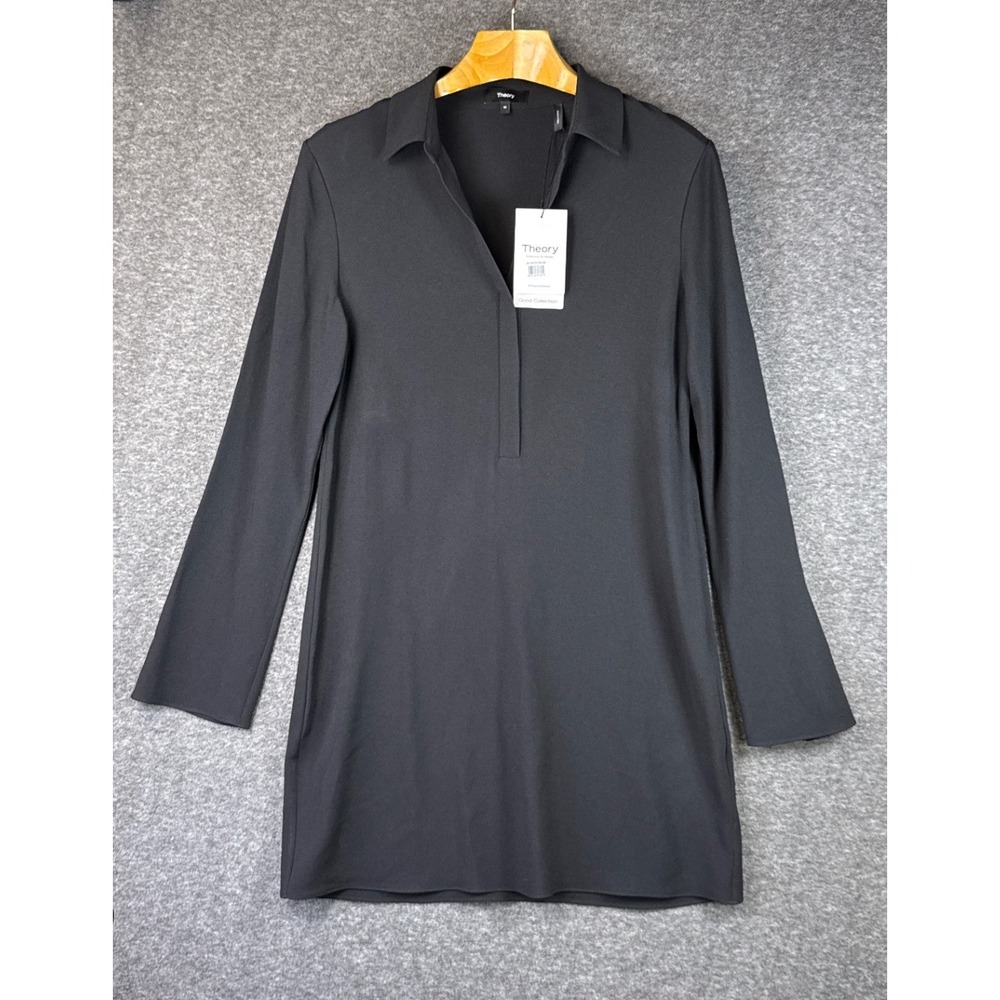 NEW Theory Slim Mini Dress Rosina Crepe 2 Black Size 10 Office Siren Career $395